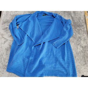 C Wonder Large blue‎ eyelet pattern, open front cardigan